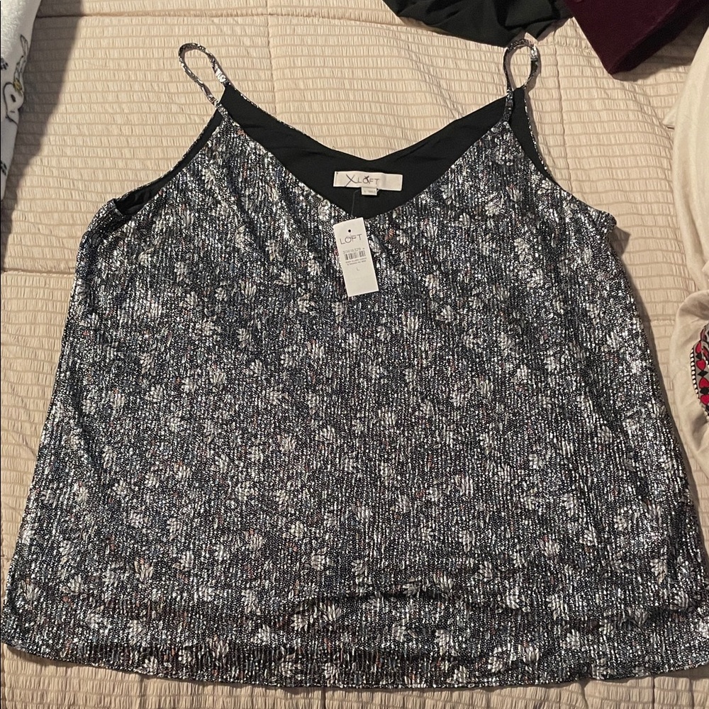 Loft Sparkling Black and Silver Camisole L Party top